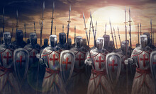 General Leading Crusaders Knights Into War	
