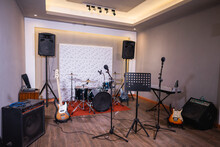 Music Practice Room Studio With Musical Equipment