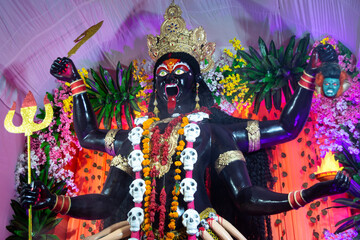 Sticker - Idol of hindu goddess kali during navratri festival