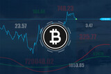 Fototapeta Młodzieżowe - Bitcoin chart candles, vector illustration. Stock market international trade concept on screen
