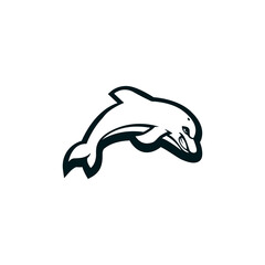 Wall Mural - Dolphin mascot logo silhouette version