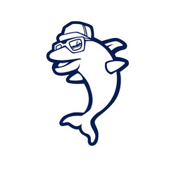 Wall Mural - Dolphin mascot logo silhouette version