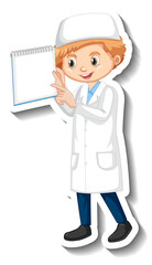 Canvas Print - Scientist muslim boy cartoon character sticker