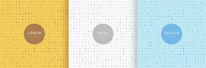 Wall Mural - set of abstract minimal yellow, gray, blue random dotted pattern background. simple modern texture h