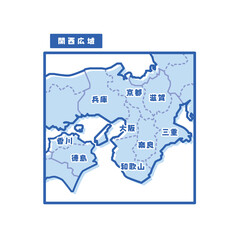 Naklejka na meble 日本の地域図 関西広域 シンプル淡青