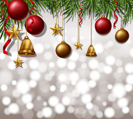 Poster - Christmas light silver bokeh background