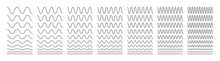 Wavy, Zigzag And Sinusoidal Lines. Set Decor, Dividers. Isolated Vector Illustration On White Background.