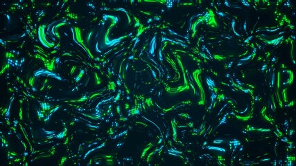 Sticker - abstract blue and green swirl shine spotted line on black background