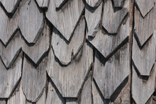 Sunburned Wooden Shingles On A Facade To Use As A Background