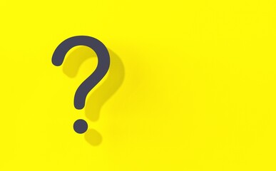 Fototapete - Question mark with shadow on yellow background. 3d image. 3d rendering.
