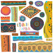 Ethnic Zambia patterns collection. Tribal African ornaments and textures set. Isolated design elements. Colourful vector illustration