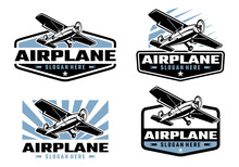 Vintage Plane Aviation Badge Logo Set