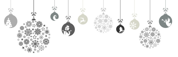 Wall Mural - hanging baubles for christmas time with snow flakes