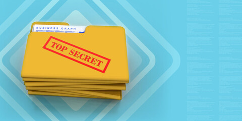 Poster - 3d rendering top secret documents in folder 