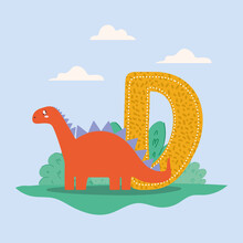 Dinosaur And Letter D Card
