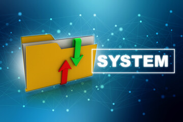 Poster - 3d rendering Folder with Upload Download Icon