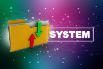 Poster - 3d rendering Folder with Upload Download Icon