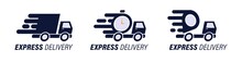 Truck With Stop Watch Express Delivery Icon For Service, Order, Fast, Free And Worldwide Shipping.
