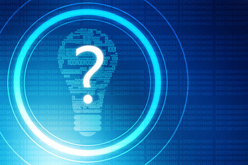 Poster - 2d rendering Business concept, question mark with light bulb