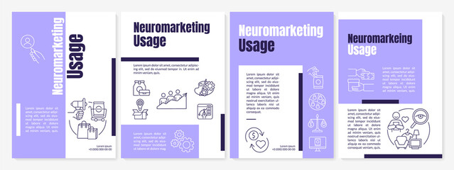 Neuromarketing utilization brochure template. Sales optimization. Flyer, booklet, leaflet print, cover design with linear icons. Vector layouts for presentation, annual reports, advertisement pages