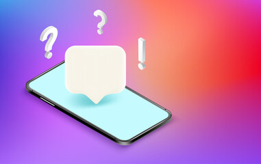 Aufkleber - Ask question with mobile phone concept. Vector banner with copy space