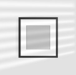 Poster - Square photo frame mockup with sun flare effect. Light of the window with blinds