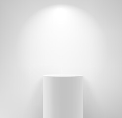 Poster - White room with column and lamp light. Realistic 3d style vector illustration