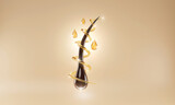 Nourish hair of shampoo or serum. Repair damaged hair. 3d rendering.