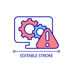 Sticker - Detecting computer hardware errors RGB color icon. Computer programs failure. Identifying program functional crashes. Isolated vector illustration. Simple filled line drawing. Editable stroke