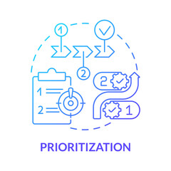 Wall Mural - Prioritization blue gradient concept icon. Online entrepreneur skill abstract idea thin line illustration. High and low priority projects. Order of priority. Vector isolated outline color drawing