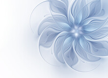 Abstract Fractal Blue Flower On A Light Background. Copy Space