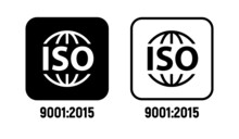 ISO 9001 2015 Certificate Icon Badge. ISO Standard Sign Vector Symbol Design
