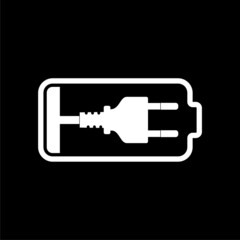 Sticker - Battery plug icon isolated on dark background