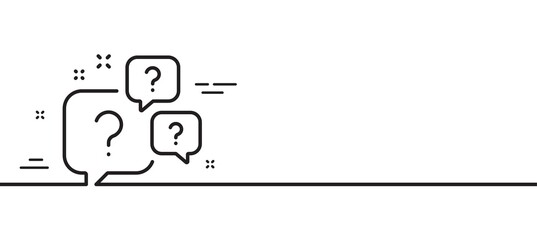 Canvas Print - Question bubbles line icon. Ask help sign. Faq questionnaire symbol. Minimal line illustration background. Question bubbles line icon pattern banner. White web template concept. Vector