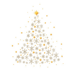 Christmas Poster - Illustration. Vector illustration of Christmas Background with snowflakes and golden stars of Christmas tree.