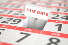 DUE DATE Sign On June 30 In A Calendar, 3d Rendering