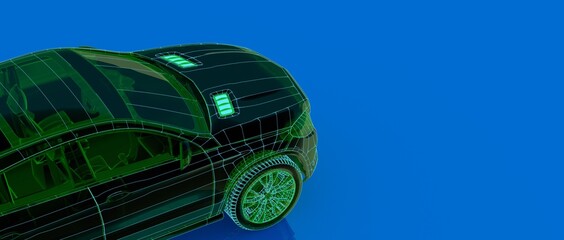 Poster - 3d rendering of autonomous electric car