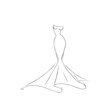 Vector sketch. Long leg white wedding dress