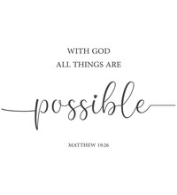 With God All Things Are Possible, Matthew 19:26, Encouraging Bible Verse, Scripture Poster, Home Wall Decor, Christian Banner, Baptism Wall Gift, Vector Illustration