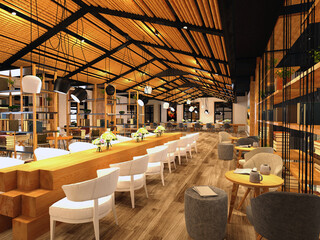 3d render of restaurant cafe