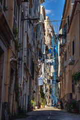 Canvas Print - Buildings on the Old Town of Corfu, capital city of Corfu Island, Greece