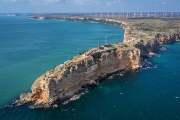 Poster - Drone view of tip of Cape Kaliakra on Black Sea coast in Bulgaria