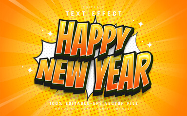 Sticker - Happy new year comic style text effect