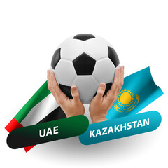 Soccer football competition match, national teams uae vs kazakhstan