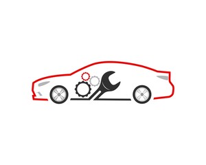 Poster - Sport car outline with gear and wrench inside