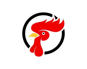 Sticker - Circle shape with rooster head inside