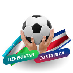 Soccer football competition match, national teams uzbekistan vs costa rica