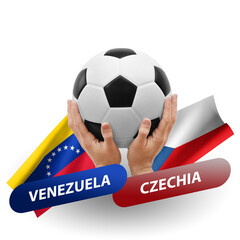 Soccer football competition match, national teams venezuela vs czechia