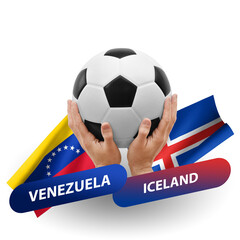 Soccer football competition match, national teams venezuela vs iceland