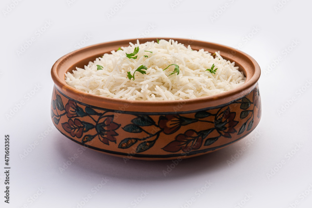 Cooked plain white basmati rice Stock Photo | Adobe Stock